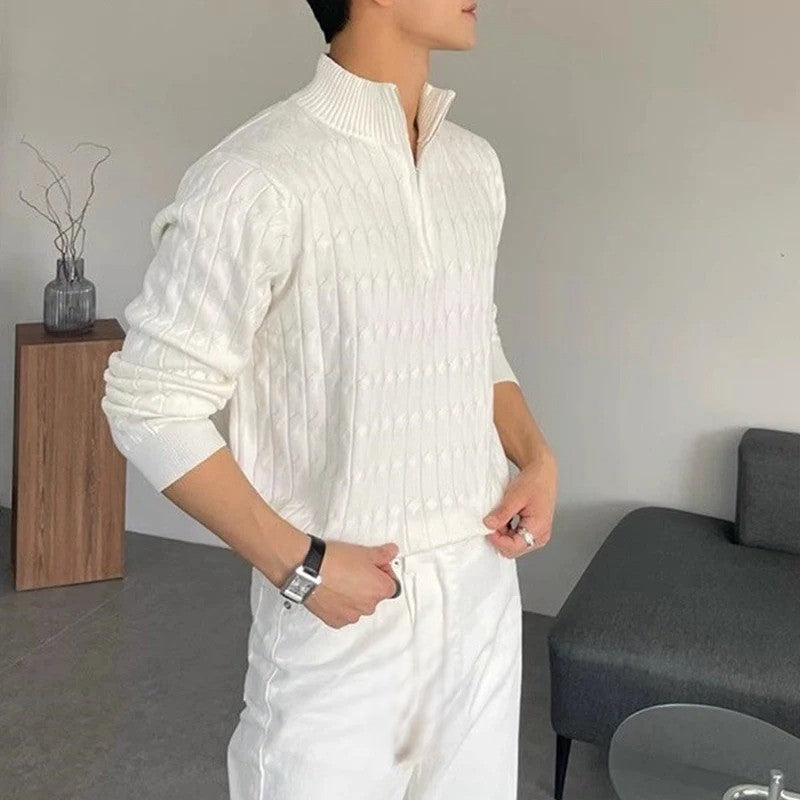 NORDEN WEAR GESTRICKTER WEISSER REISSVERSCHLUSS-PULLOVER